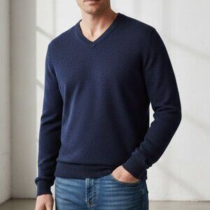 Bonobos Men's Blue Cashmere V-Neck Long Sleeve Sweater Size Small